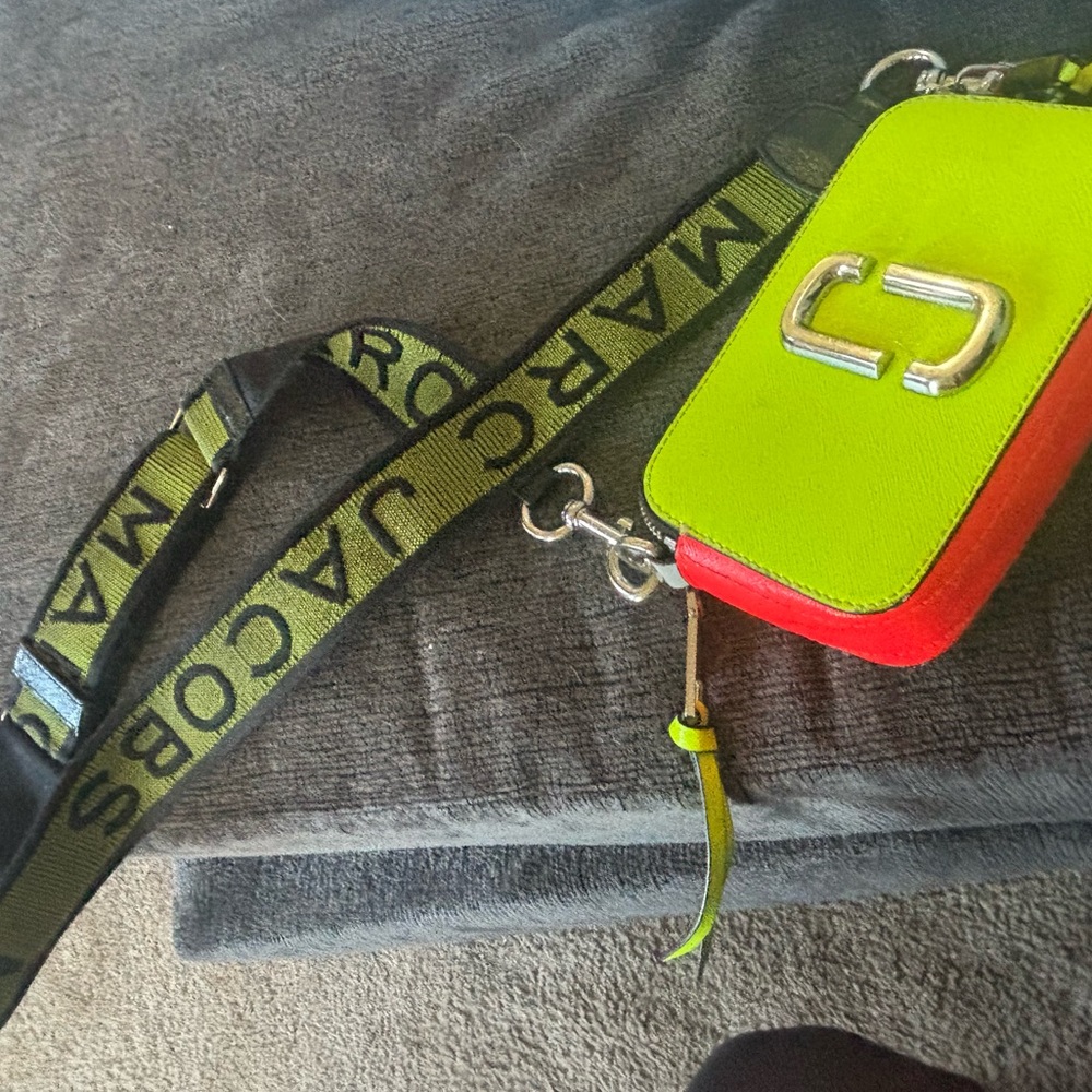 Marc Jacobs Neon Pink and Green Zippered Bag